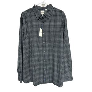Men's ROWM Gray Check Plaid Button Down Flannel Shirt, XL, NWT